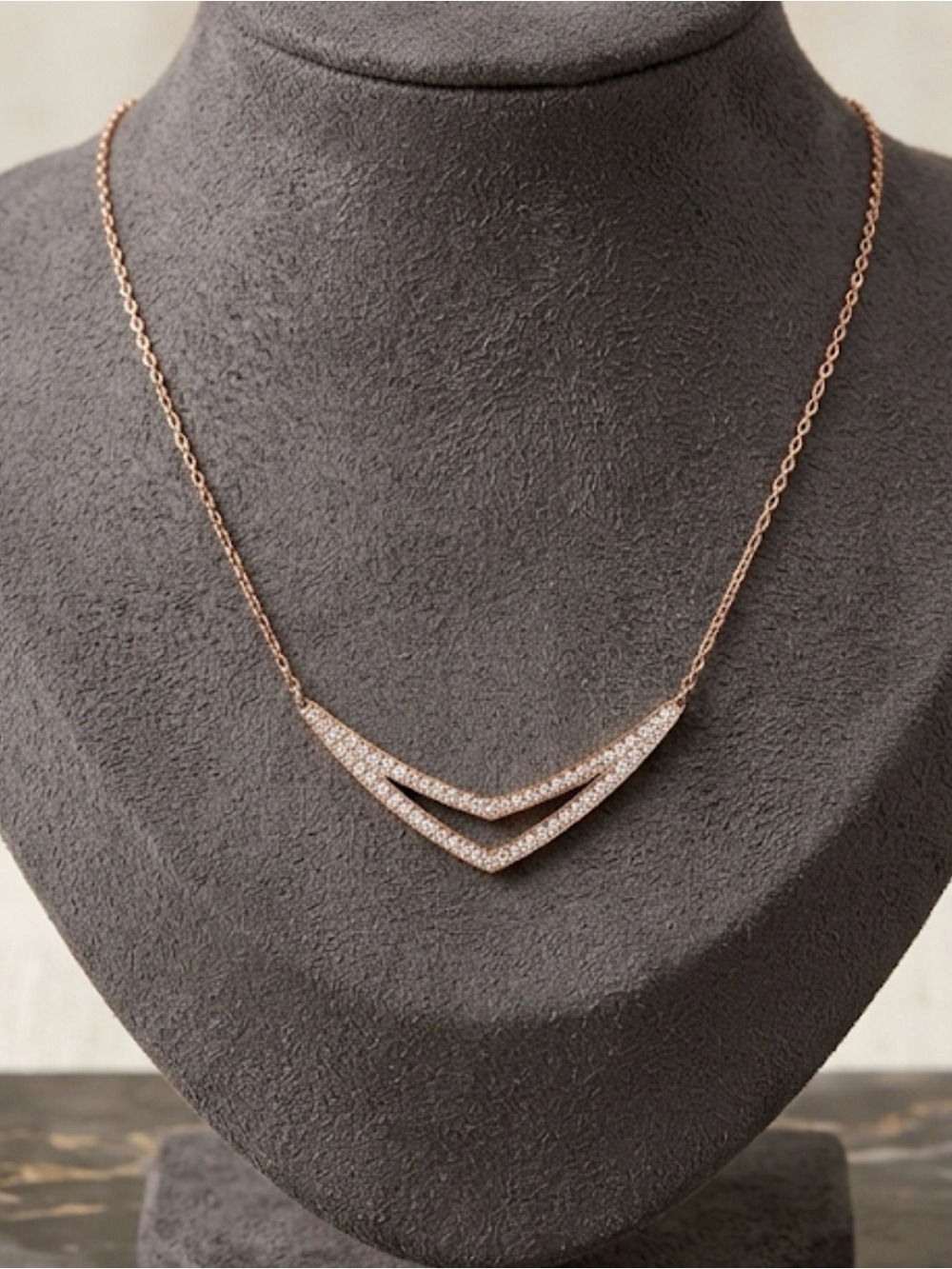 Swarovski Delta Rose Gold-Tone Clear Crystal Pavé Chevron Necklace